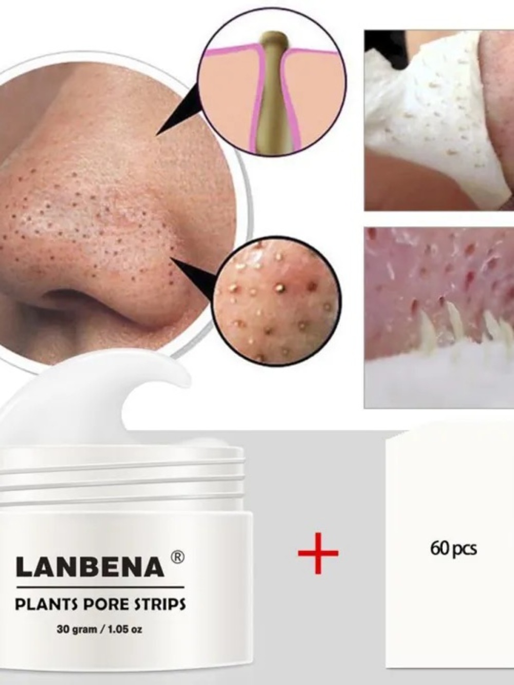 LANBENA Blackhead Remover Strips with 2% Salicylic Acid, NWB in plastic